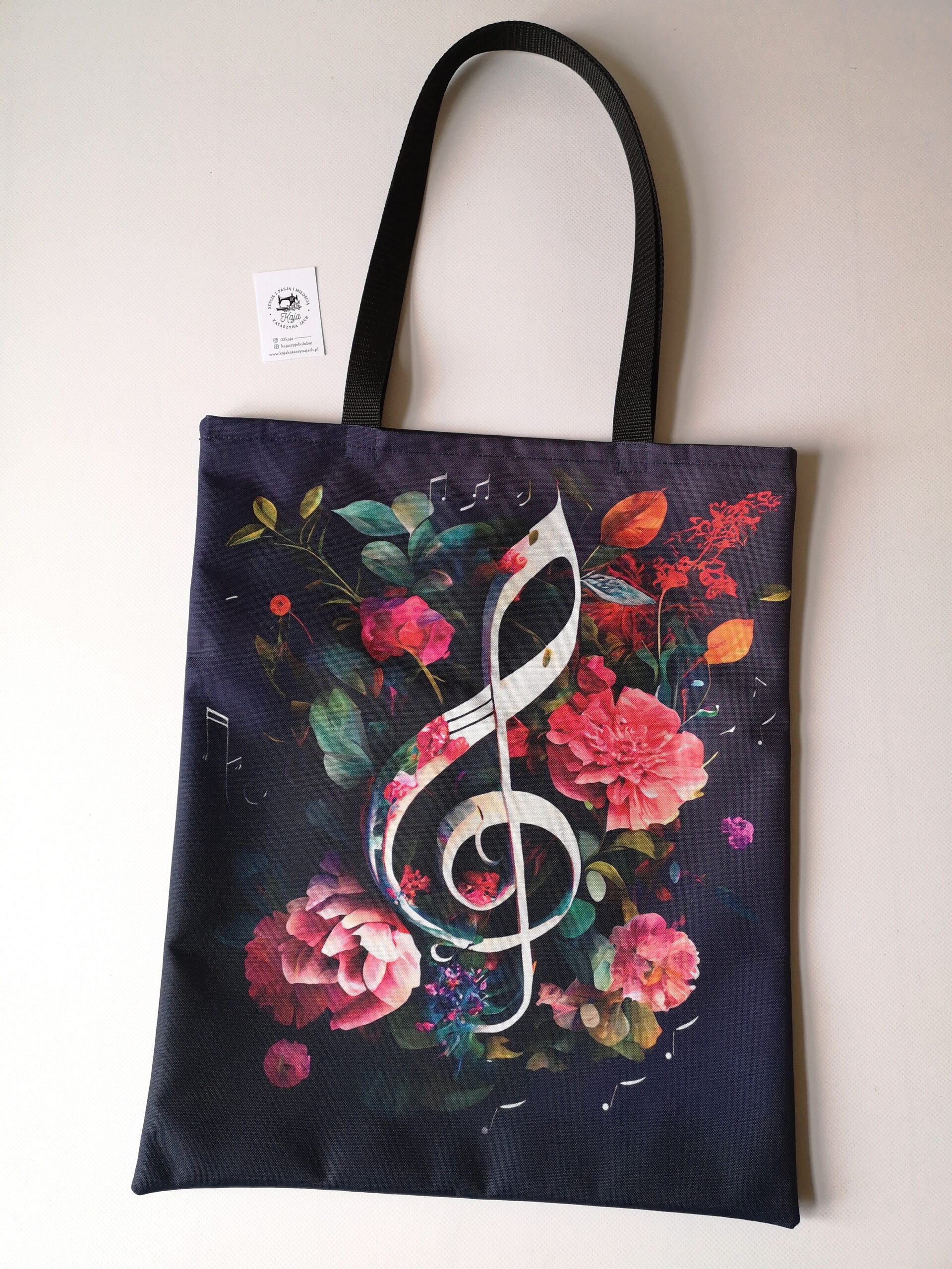 torba muzyczna klucz wiolinowy kwiaty torba muzyczna klucz wiolinowy kwiaty
